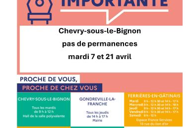 Les horaires des permanences de France Services pour Avril 2026